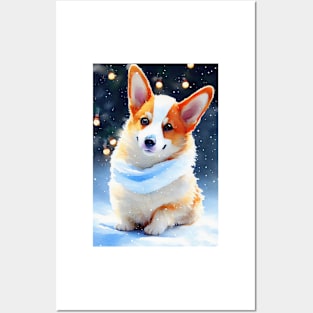 Watercolor corgi Posters and Art